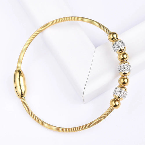 Pulsera elegante de acero inoxidable con cristales para mujer