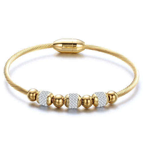 Pulsera elegante de acero inoxidable con cristales para mujer
