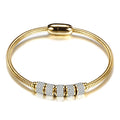 Pulsera elegante de acero inoxidable con cristales para mujer