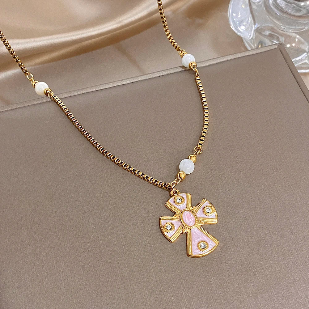 Collar de acero inoxidable con colgante geométrico para mujer